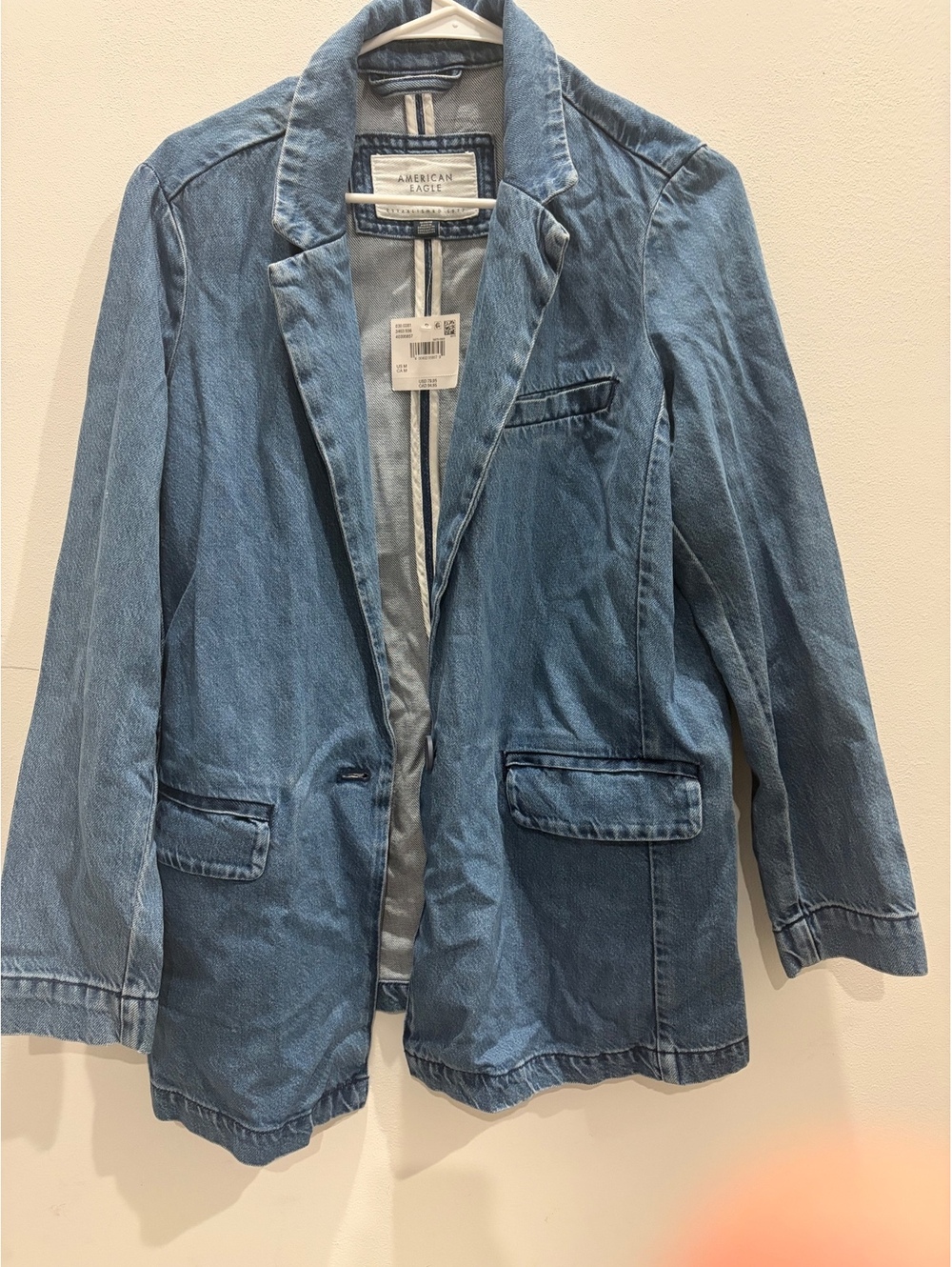 NWT American Eagle Denim Blazer Jacket Medium Wash - Size Medium